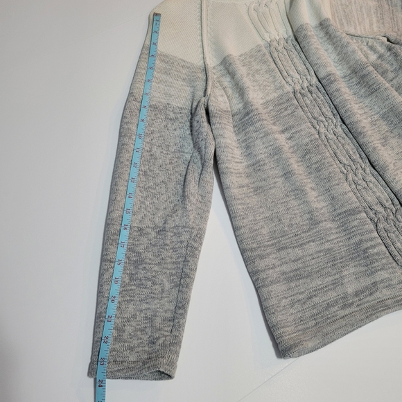 Karen Scott Women's Size LP Long Sleeve Sweater Cream & Gray - Picture 7 of 9